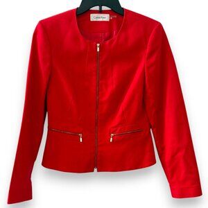 Calvin Klein Red Moto-Style Zip Jacket